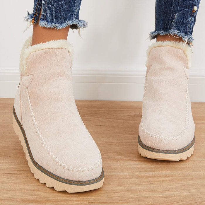 Women's Winter Platform Ankle Boots, Faux-Fur Lined