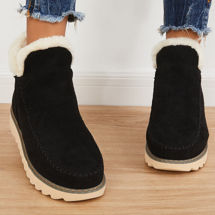 Women's Winter Platform Ankle Boots, Faux-Fur Lined