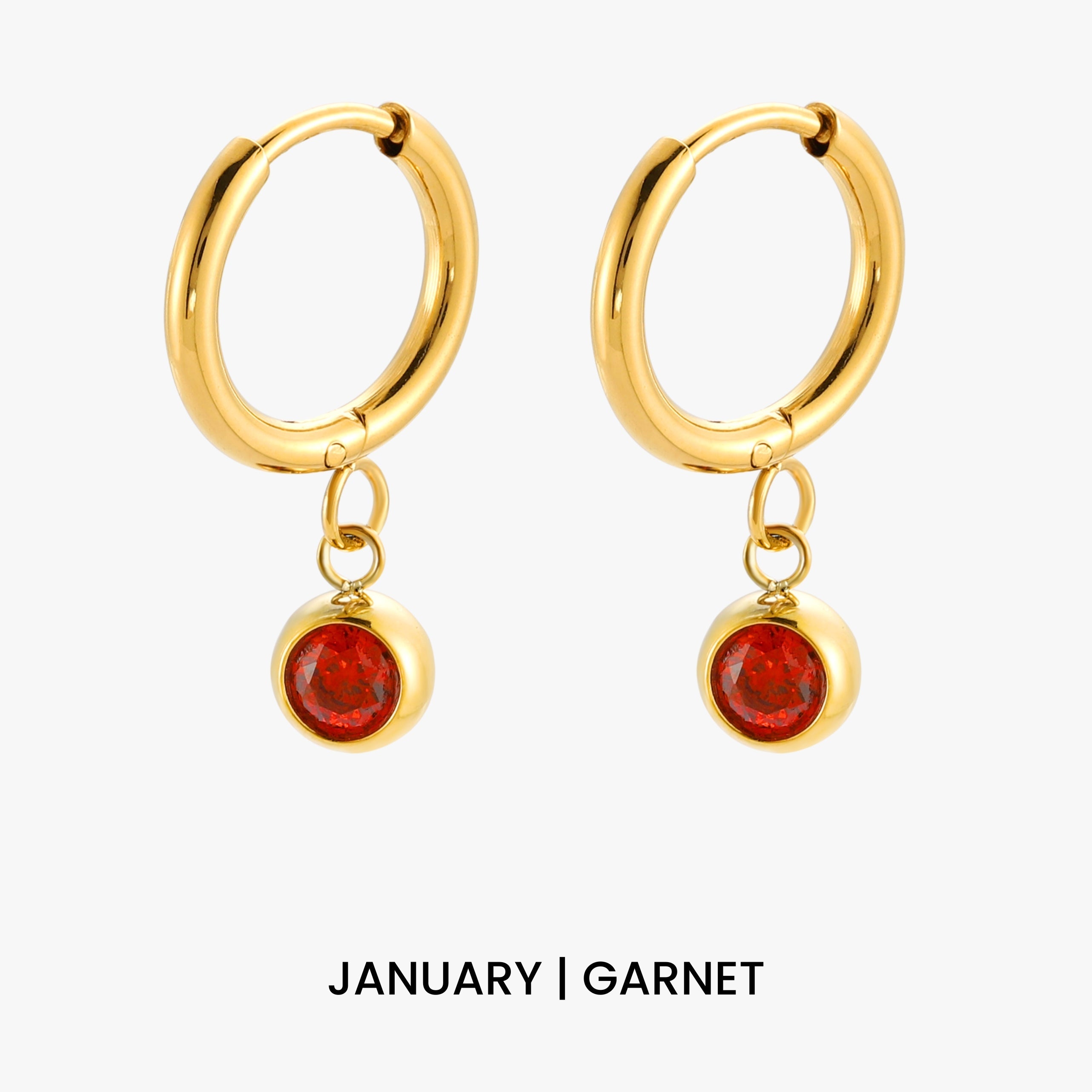 Birthstone Charm Hoops
