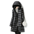 Women's Winter Puffer Coat, Hooded Longline
