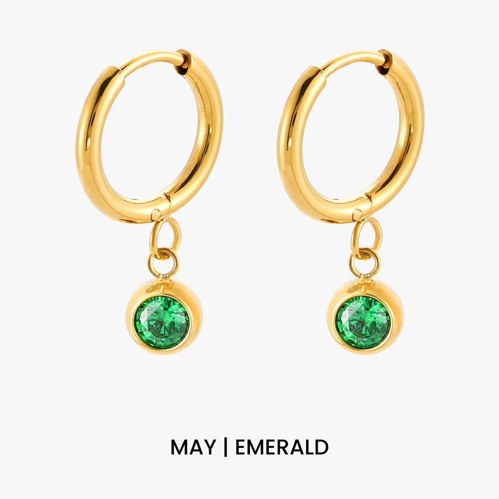 Birthstone Charm Hoops