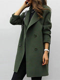 Women's Winter Longline Coat, Lapel and Double-Breasted