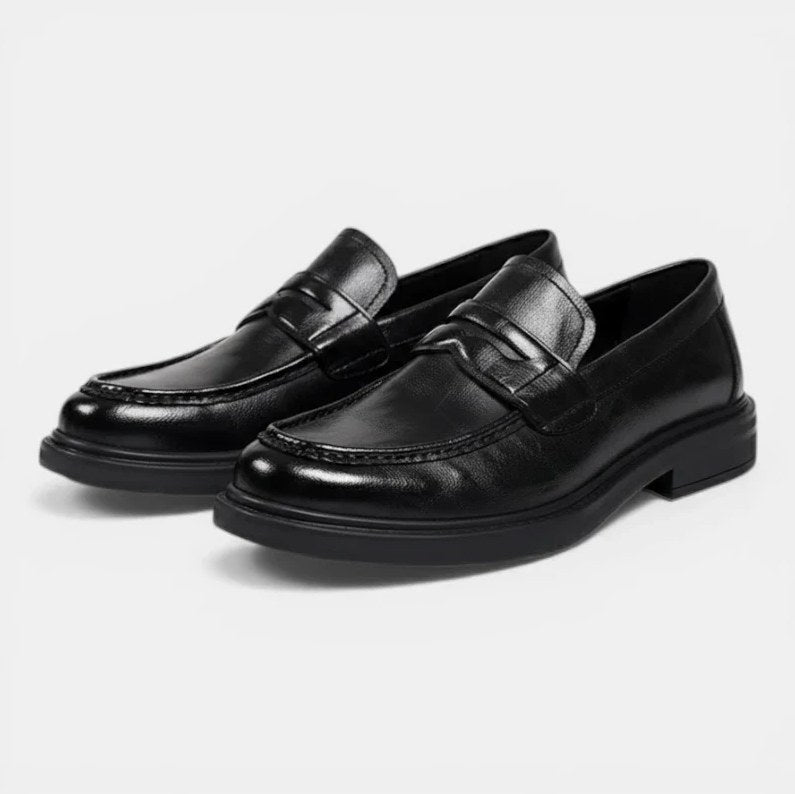 Men's Patent Leather Dress Loafers with Heel
