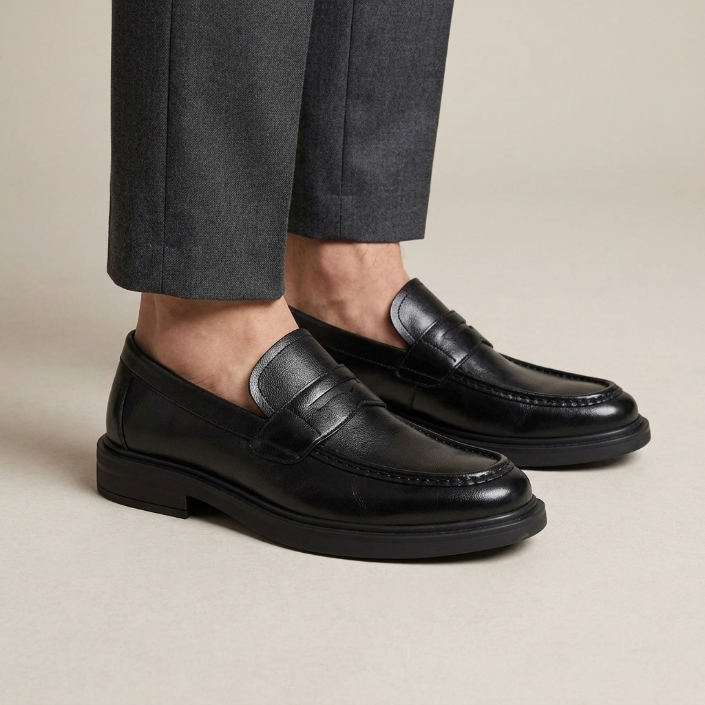 Men's Patent Leather Dress Loafers with Heel