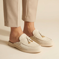 Women's Off-White Lamb Suede Open-Back Loafers