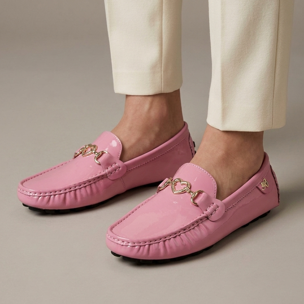 Women's Pink Patent Leather Loafers
