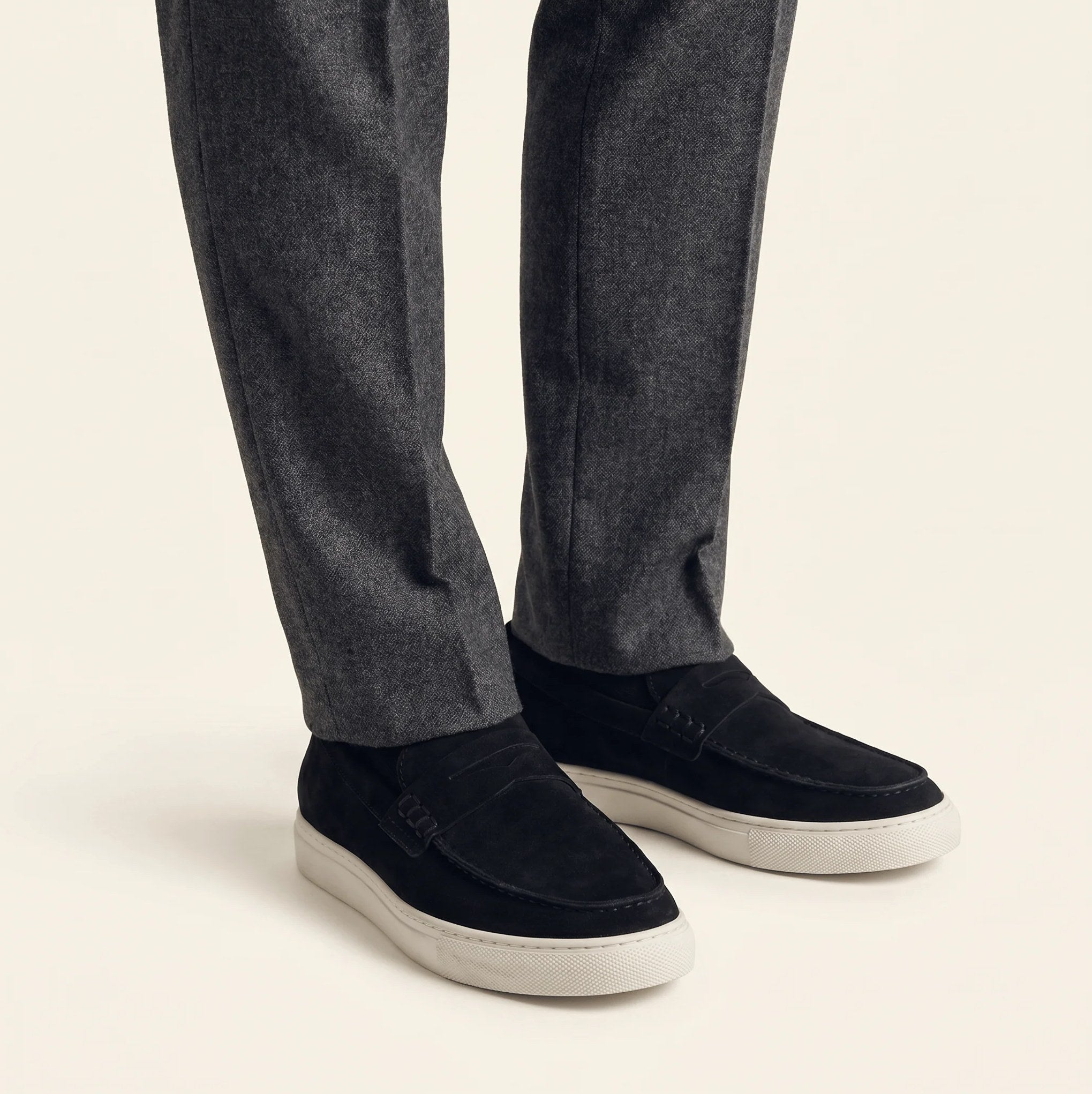 Men's Black Suede Leather Penny Loafers