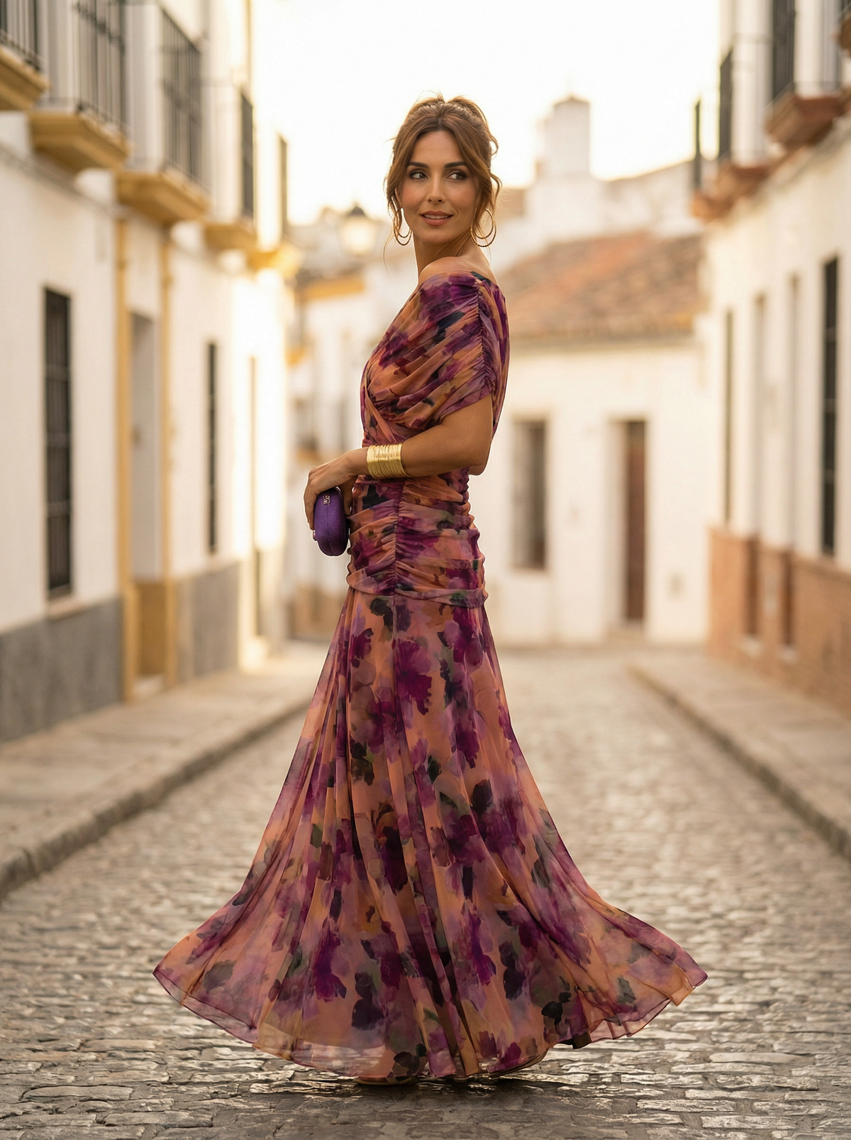 Long Evening Gown with Off-the-Shoulder Design for Women