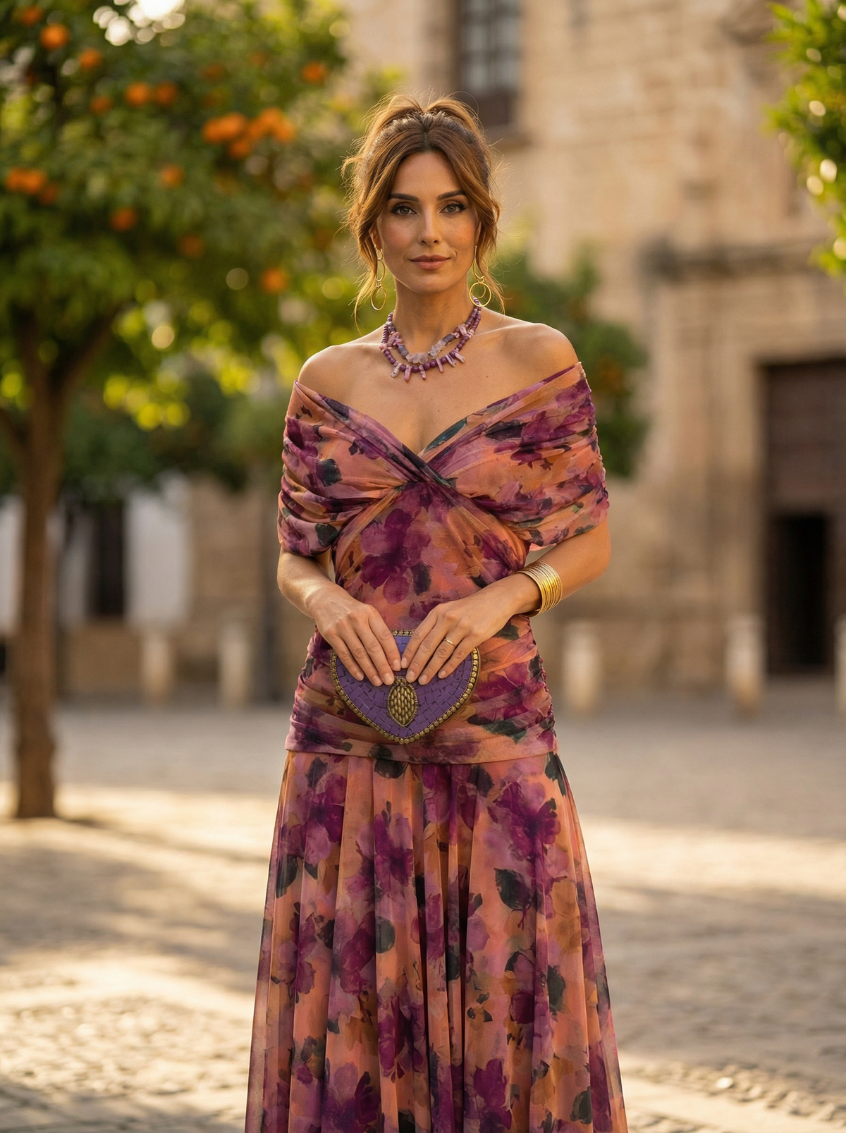 Long Evening Gown with Off-the-Shoulder Design for Women