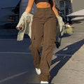 Women's Winter High-Waist Pleated Trousers, Wide Leg