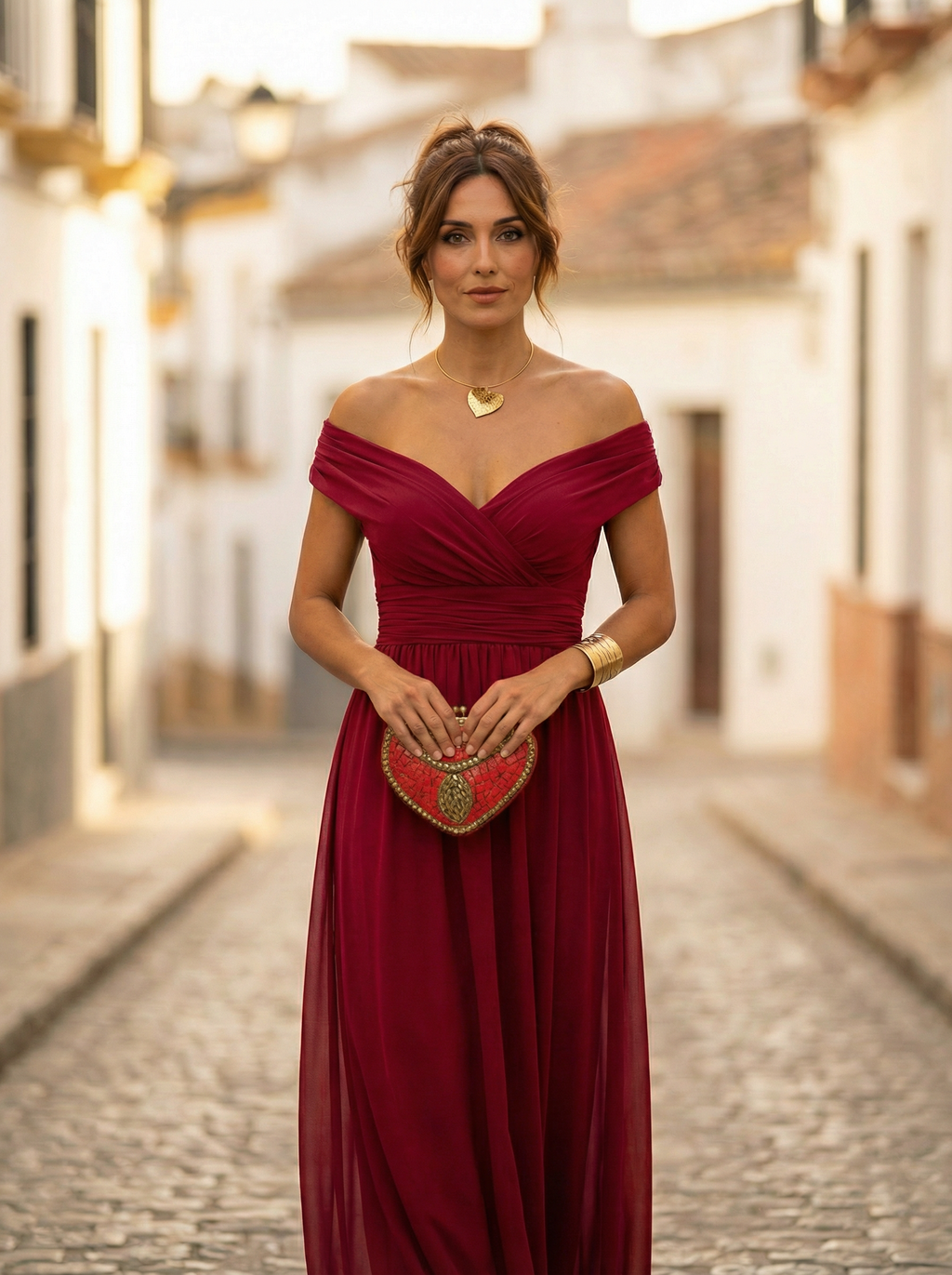 Long Evening Gown with Off-the-Shoulder Design for Women
