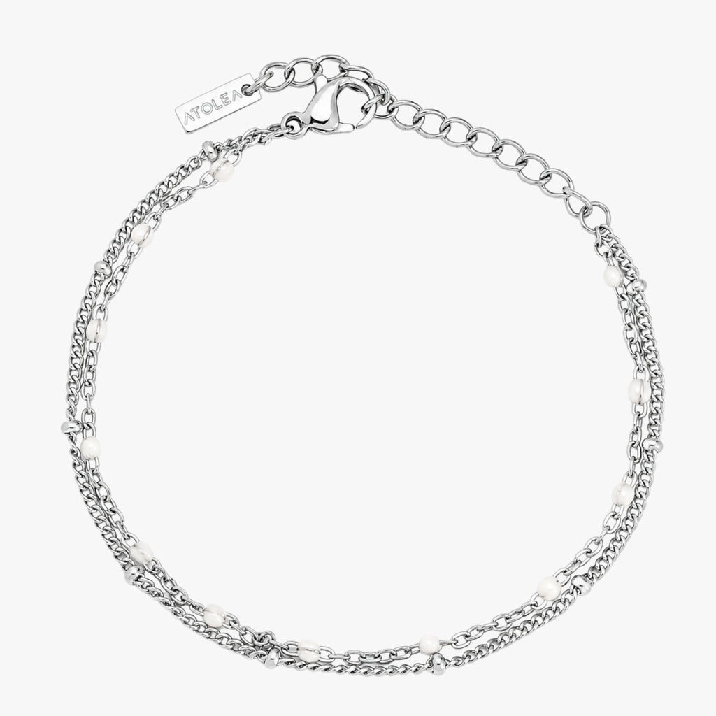Double White Beaded Bracelet
