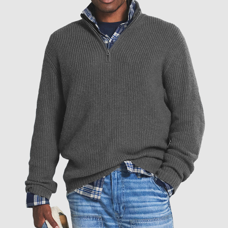 Men's Cashmere Zip Neck Sweater Elegant Winter