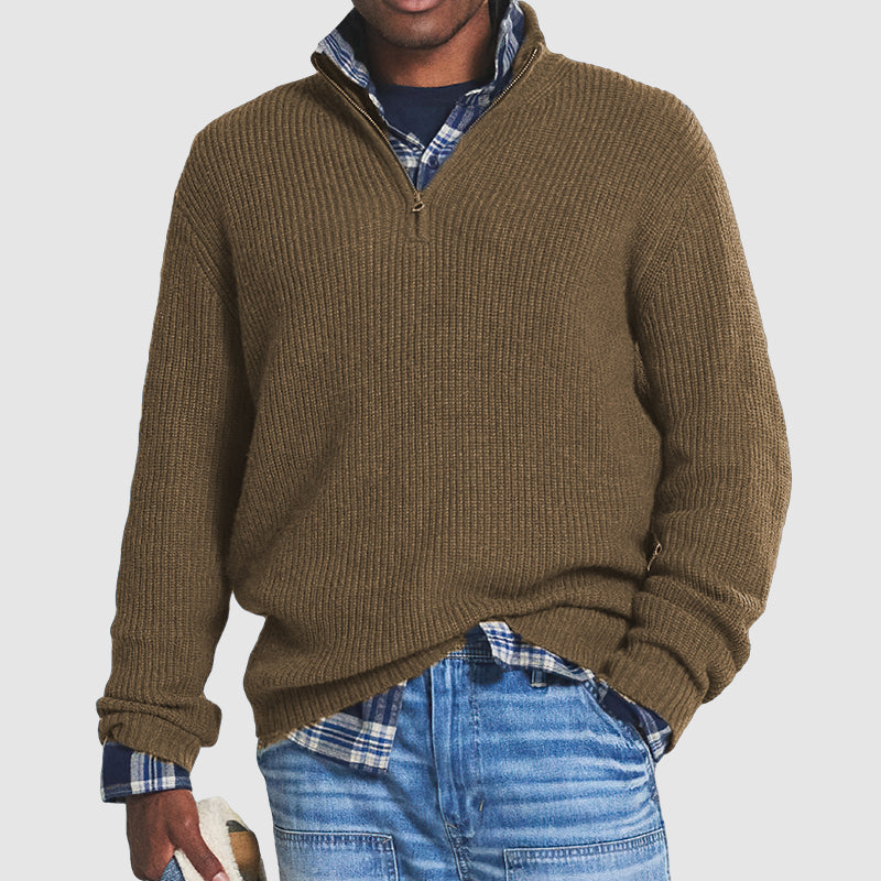 Men's Cashmere Zip Neck Sweater Elegant Winter