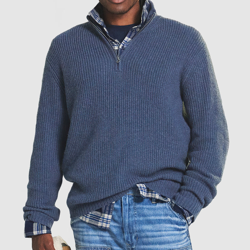 Men's Cashmere Zip Neck Sweater Elegant Winter