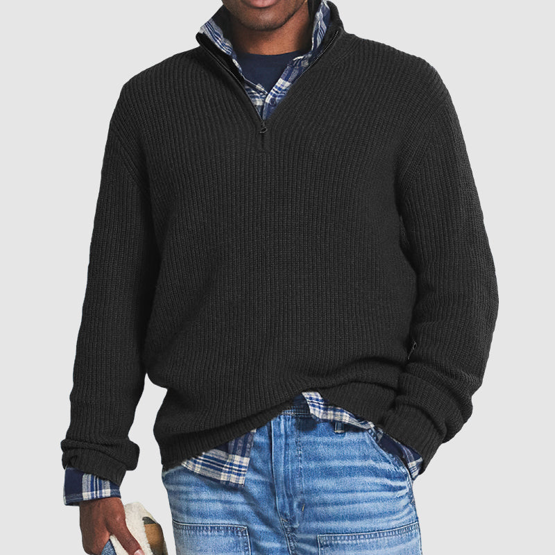 Men's Cashmere Zip Neck Sweater Elegant Winter