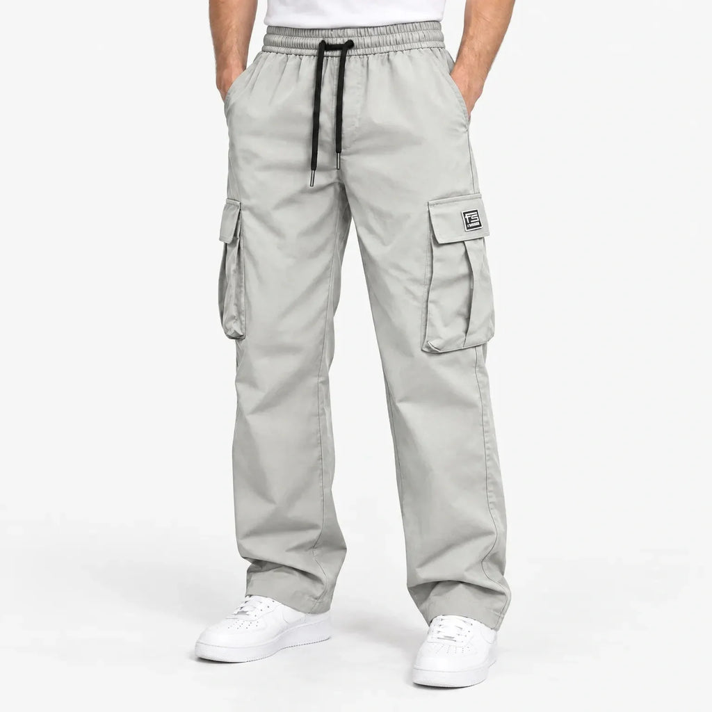 Men's Winter Cargo Trousers, Drawstring Waist and Straight Leg