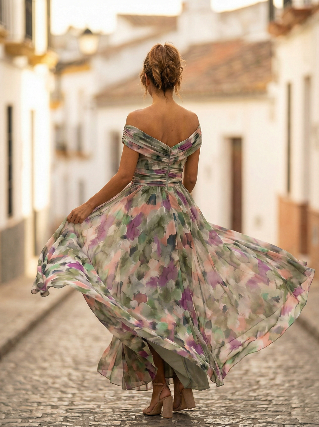 Long Evening Gown with Off-the-Shoulder Design for Women
