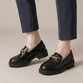 Women's Black Loafers with Thick Sole and Chain