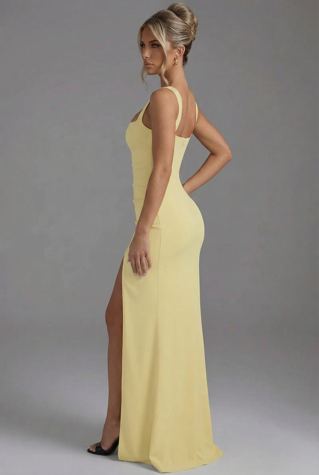 Women's Bodycon Slip Maxi Dress with Open Back and Side Split